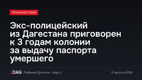 Экс-полицейский из Дагестана приговорен к 3 годам колонии за выдачу паспорта умершего