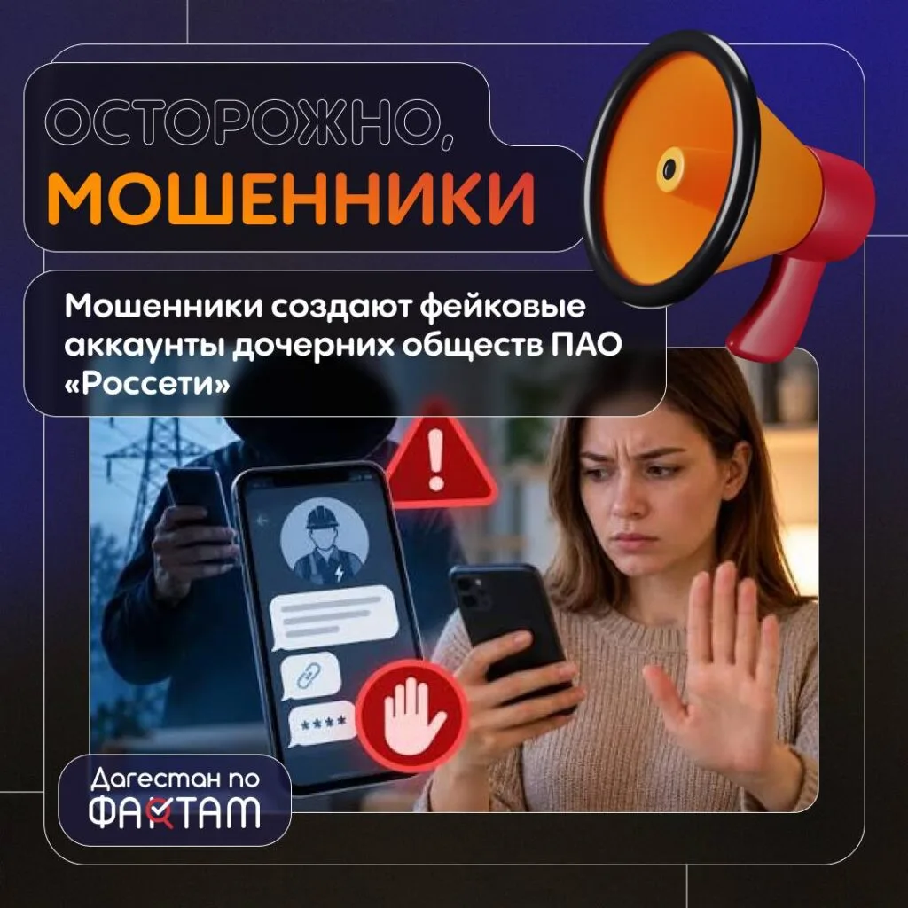 Жителей Дагестана предостерегают от мошенников, использующих поддельные аккаунты «Россети»